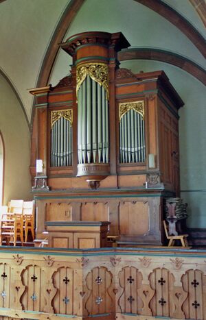 Ebsdorfergrund-Rauischholzhausen, evangelische Kirche, Orgel seitlich.jpg