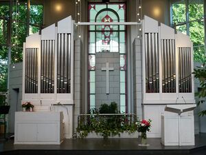 Berlin-Wannsee, Baptisten-Kirche, Prospekt.JPG