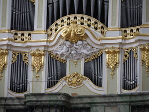 Dresden, Dom und Hofkirche Sanctissimae Trinitatis (Hauptorgel), Brustwerk.JPG