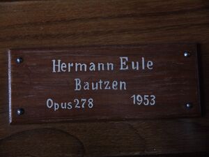 Forst (Lausitz), Herz Jesu, Firmenschild.JPG