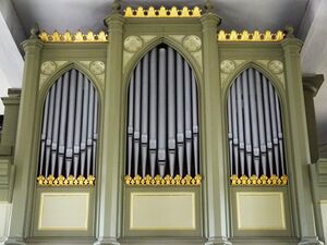 Friedland-Reudnitz, Dorfkirche, Prospekt.JPG