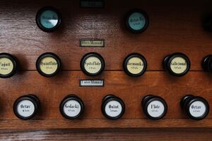 Waldböckelheim, ev Bergkirche, Orgel, Register, 2.JPG